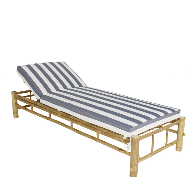 Irving Outdoor Bamboo Wood Chaise Lounge , Cushion Included, Beige