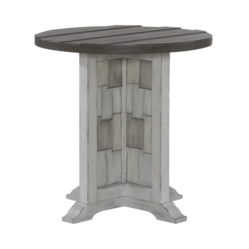 Brilie Round Chairside Table w/ Heavy Distressing