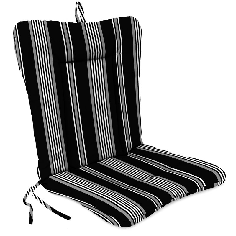 21" x 38" Outdoor Chair Cushion with Ties and Loop, Black Striped