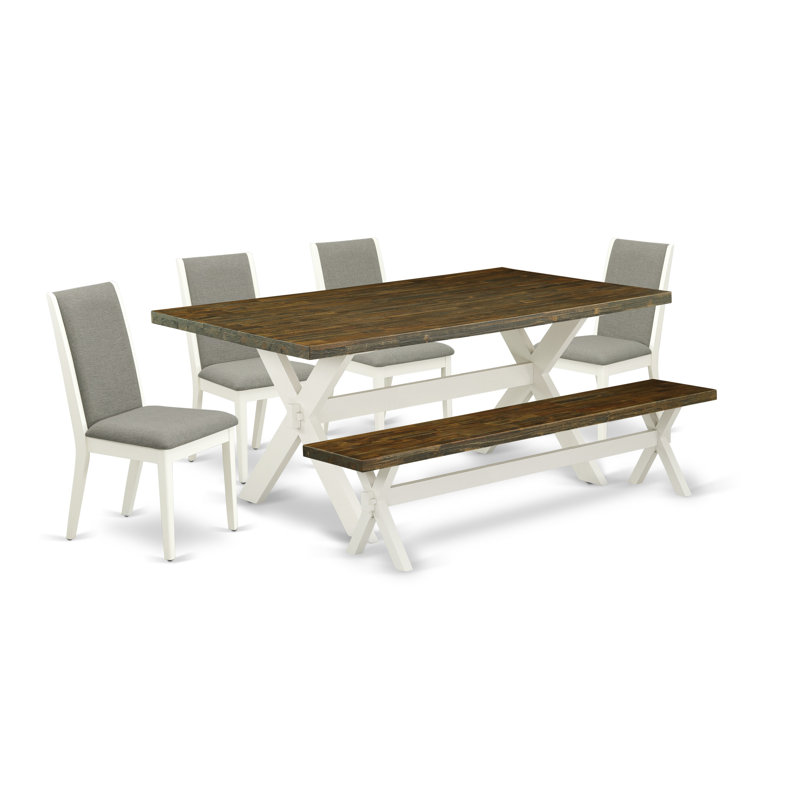 Bonelli 6 - Person Solid Wood Top Trestle Dining Set, Shitake, Distressed Jacobean