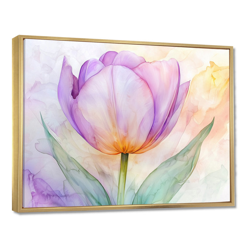 Décoration murale radiant fleur de tulipe mauve III, H 34 po x l 44 po, Impression dans un cadre flottant sans passe-parto