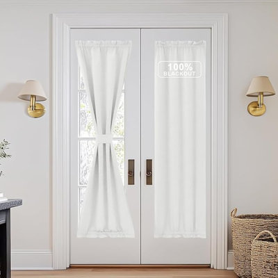 Rideau occultant en lin pour porte d'entrée française NICETown, rideau isolant 100% occultant et isolant pour la cuisine, rideaux de porte, 1 panneau, colombe blanche, l 25 x L 80
