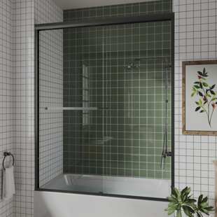 56 po à 60 po X P 58 po Porte de baignoire coulissante en H avec verre transparent