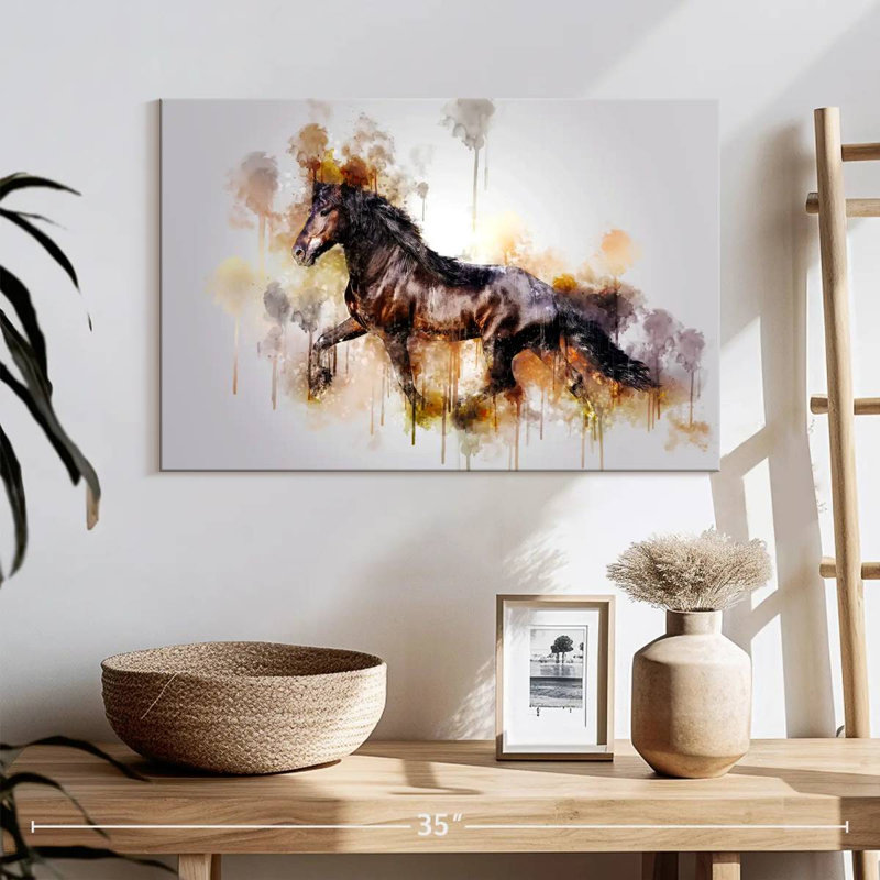 Black Horse Running, 16" H x 24" W