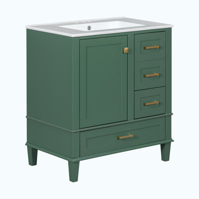 Maureena 30'' Single Bathroom Vanity with Ceramic Top