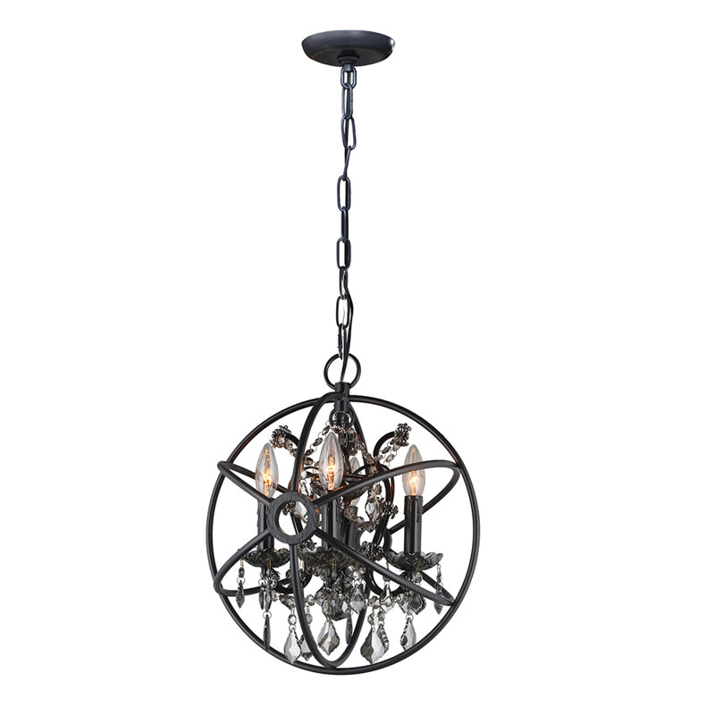 Neida 4 - Light Dimmable Globe Chandelier, Dark Crystals