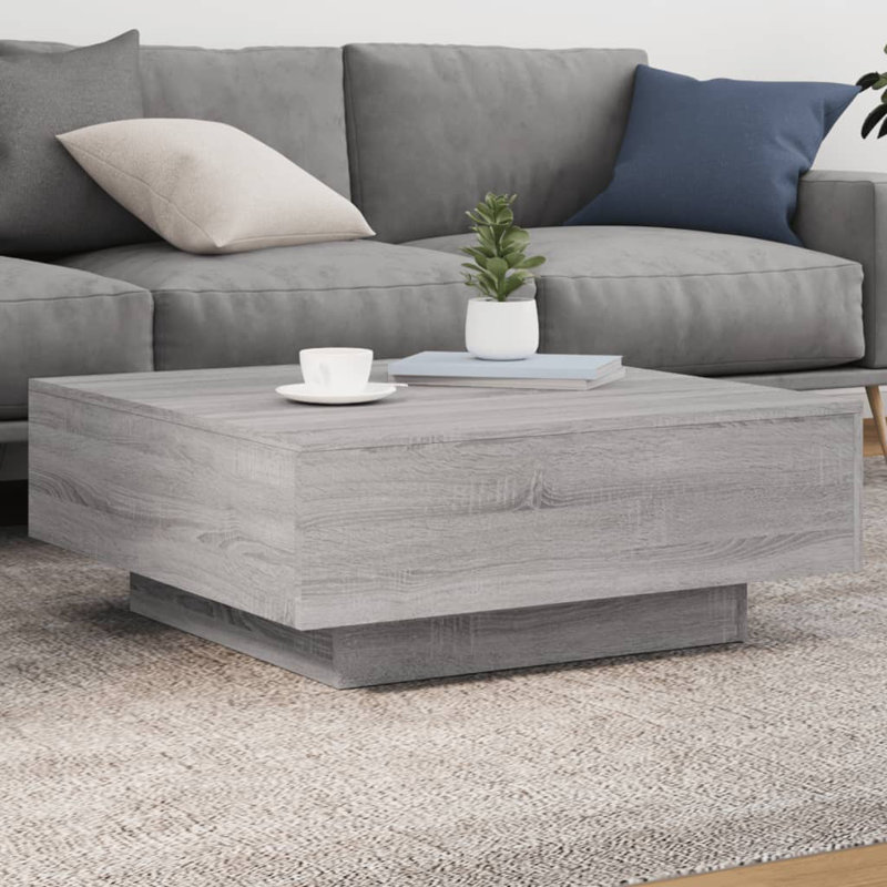 Table basse d'appoint pour salon vidaXL, Gris Sonoma, H 12,2 po x L 31,5 po x l 31,5 po