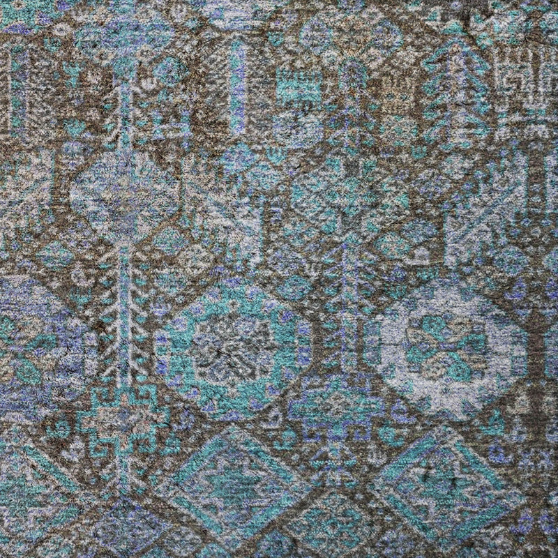 Tapis bohémien de qualité supérieure lavable à la machine Dream Shag ADS574, Teal, 3' x 5'