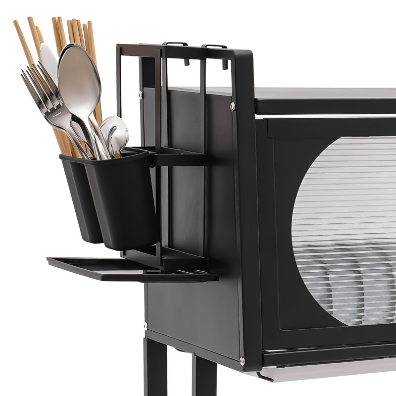 SUNYOU 2 Shelf Dish Drainer Kitchen Organizer, Matte Black