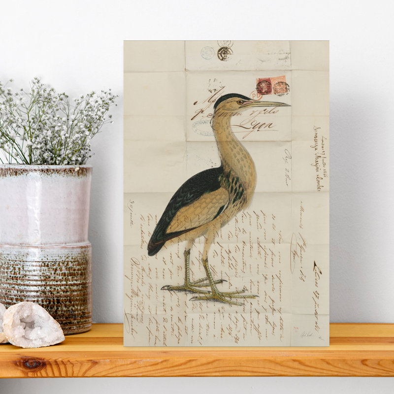 Petit oiseau butor, art mural rétro, H 18 po x l 12 po