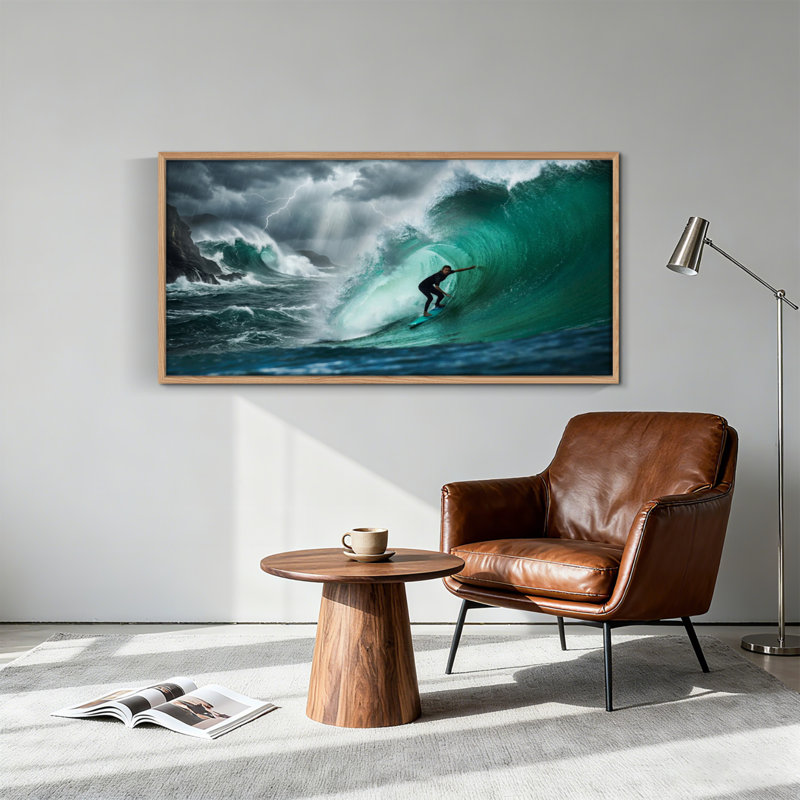 Tableau encadré sur toile « Vague de surf » (1 pièce), 122 x 61 cm, 48 x 24 pouces