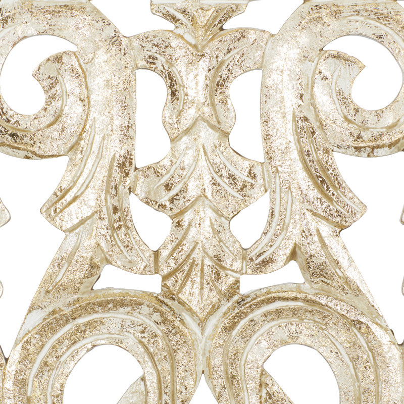 Gold Carved Wooden Floral Scroll Wall Decor Panel