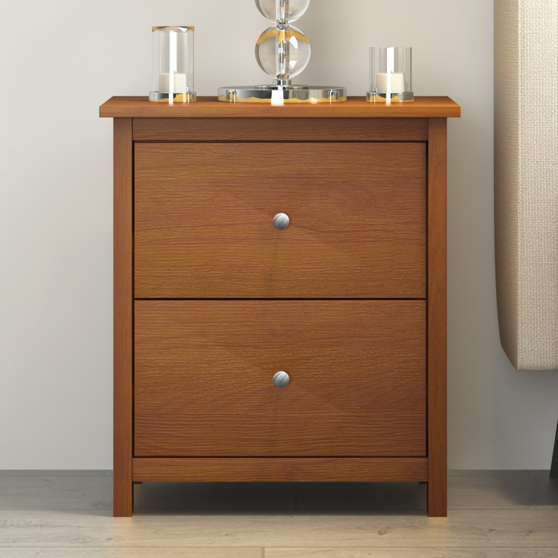 Isenbert 21.9" 2 Drawer Nightstand, Amber Walnut