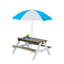 Table de jeu extérieure de 31 pi - Pique-nique en bois, sable et eau avec parasol amovible pour la cour