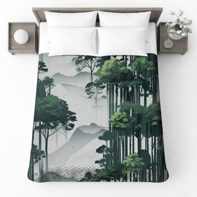 Couvre-lit matelassé Misty Forest Landscape