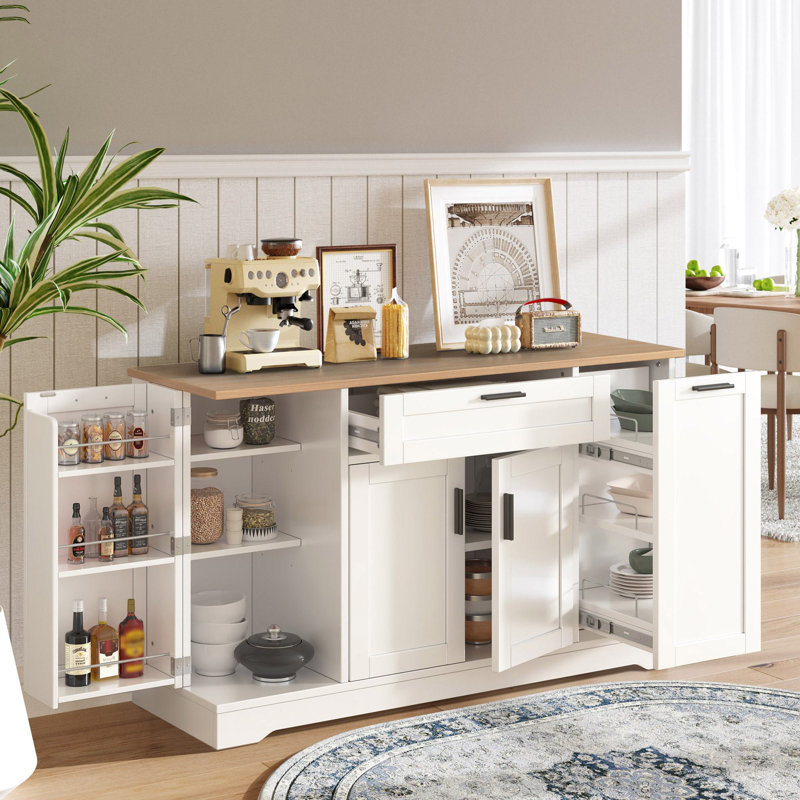 Étagère de rangement à 3 niveaux pour îlot de cuisine 53,7 po Mayrani, Blanc