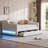 Upholstered Twin XL Daybed with 7-Color LED Lighting, 2 Storage Drawers & Linen Upholstery, Beige-437966106-437570091