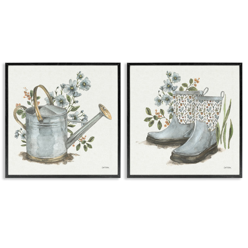 Ensemble de 2 art floral giclée par Leslie Trimbach, Giclée encadrée noir minuit, H 12 po x l 12 po