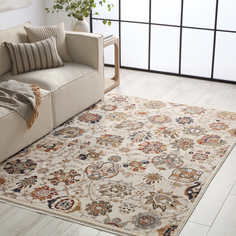 Tapis floral en polypropylène tissé à la machine Daltry, Rectangle de 5 pi x 8 pi