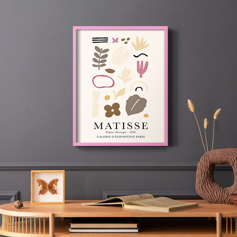 Matisse CCxxxix, reproduction encadrée - bois massif, Rose, H 10 po x l 8 po