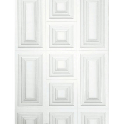 Papier peint imitation panneau gris imitation ivoire blanc cassé