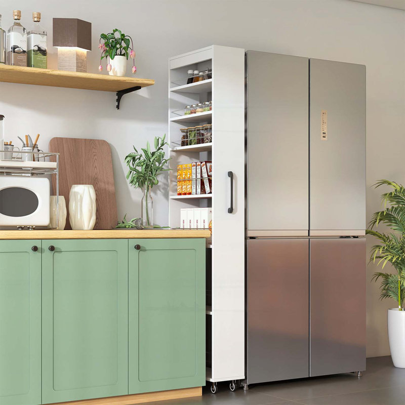 7 Tier Multi-functional Pull-out Storage Cabinet for Narrow Spaces, White