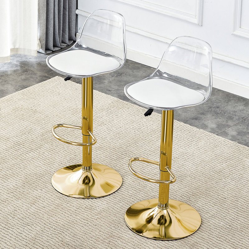 Chaises et tabourets de bar modernes et minimalistes. Peut pivoter à 360 ° et ajuster le levage. Dossier en PET et sièges en polyuréthane. Ensemble de 2. Convient aux bars, aux restaurants et aux caissiers de la réception.