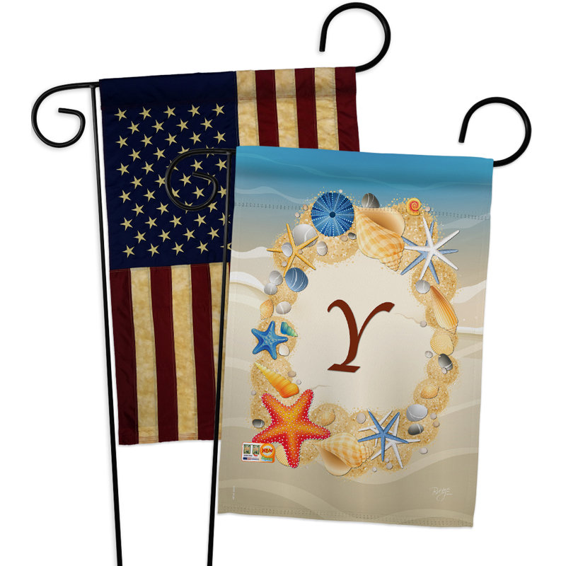 Drapeau de jardin en polyester 13 po x 18,5 po summer v initial, Y