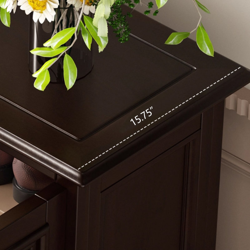 Banc de rangement en bois massif pour chaussures noir, Noir noyer
