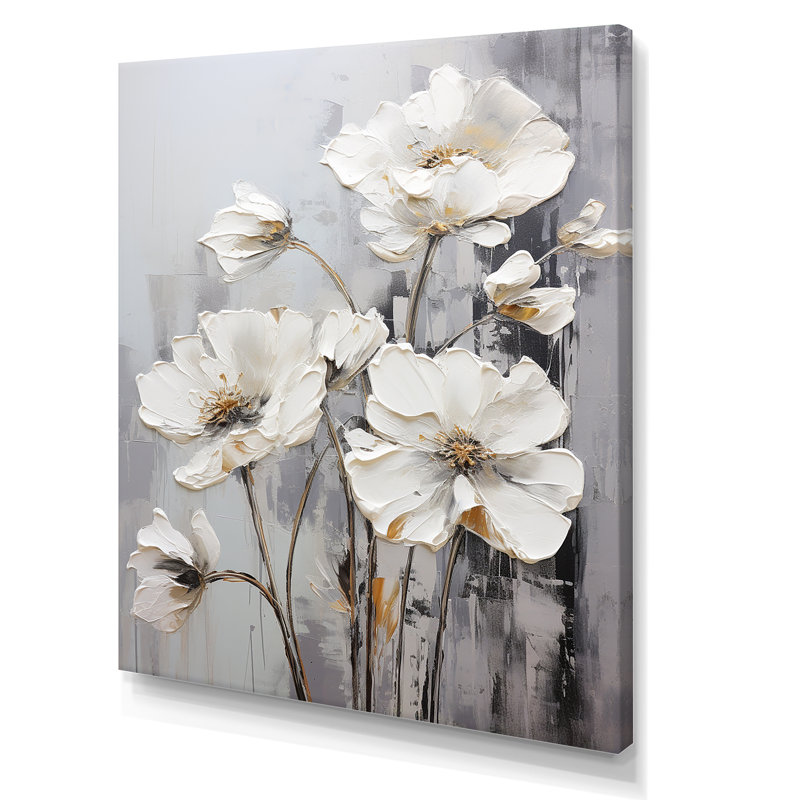 Buttercups Fields On Gray V sur impression sur toile, Toile tendue, H 20 po x l 12 po x P 1 po