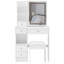 Petit meuble-lavabo de 29,2 po avec tabouret de bureau et tabouret rembourré à gauche 29,5 po, grande commande tactile, interrupteur tricolore, miroir à luminosité réglable, rangement à grande capacité, convient aux petits espaces-1861278182