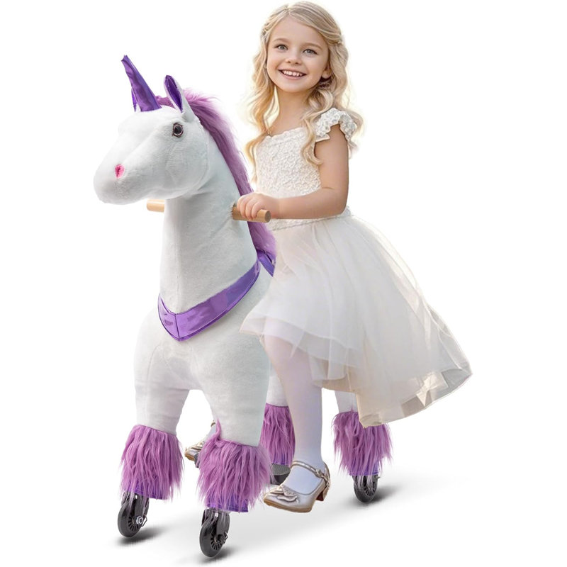 Ride On Unicorn Toy for Kids and Adult, Ride On Unicorn Mechanical Plush Animal, No Battery Or Electricity, Purple