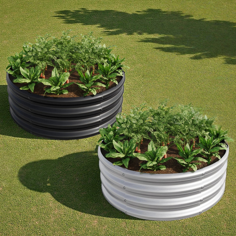 2 pièces W840116761 Boîte à fleurs en métal galvanisé pour la conception de jardin de bricolage, Argent argent