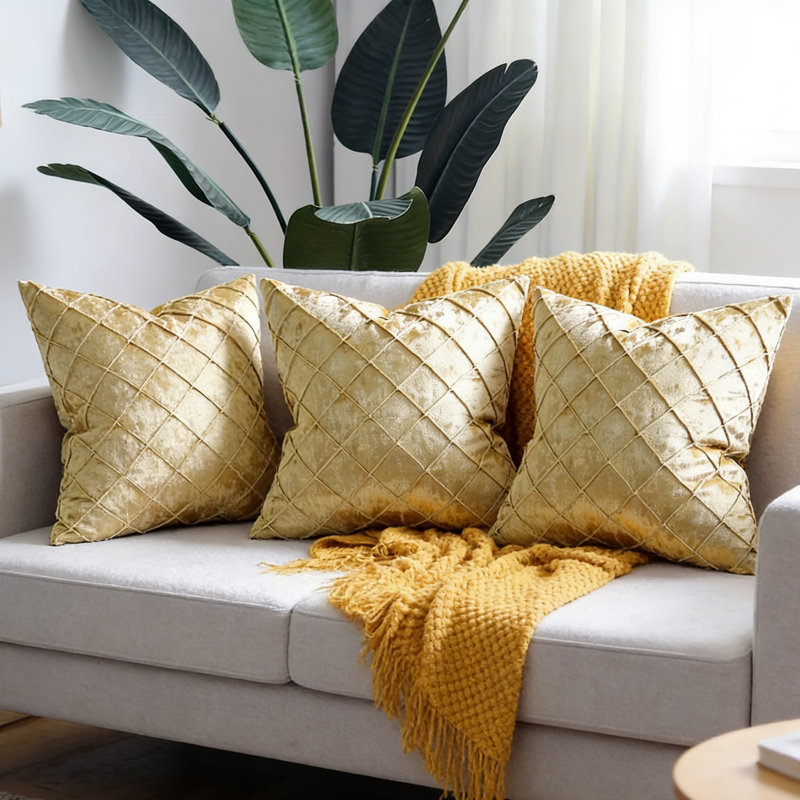 Housses de coussin en velours 18 x 18 pouces à motif de losanges, design décoratif élégant, taies d'oreiller carrées durables pour la décoration intérieure