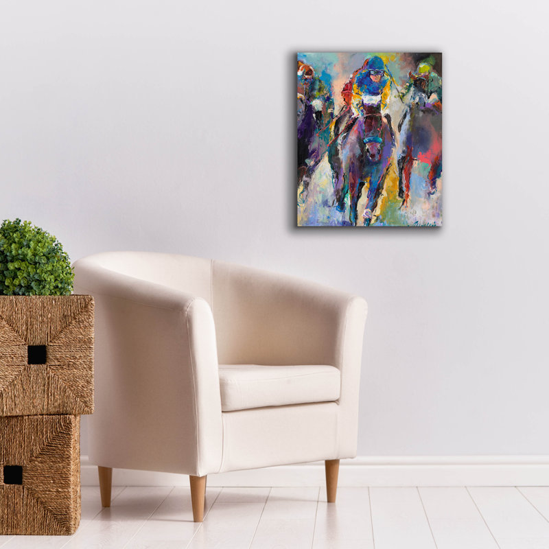 «Jockeys» par Richard Wallich, art mural sur toile, H 24 po x l 20 po x P 0,75 po