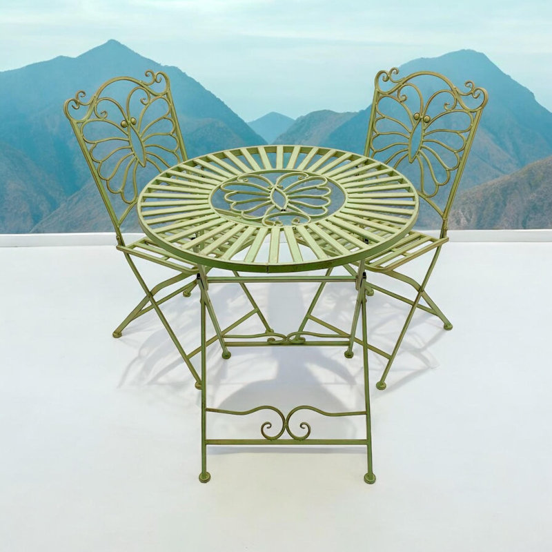 Windermere 2-Person Metal Patio Foldable Dining Set – Stylish Durable Round Table & Chair Set for Garden & Outdoor Seating