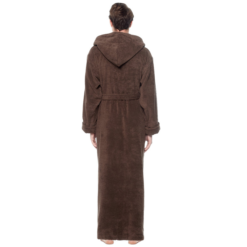 Peignoir à capuche mâle 100% coton avec capuche Bulloch, Brun châtaigne, H 59 po x l 29,5 po