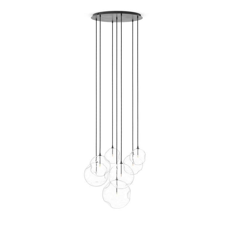 Cluster 7 - Light Chandelier, Black Gunmetal, Clear Symmetrical