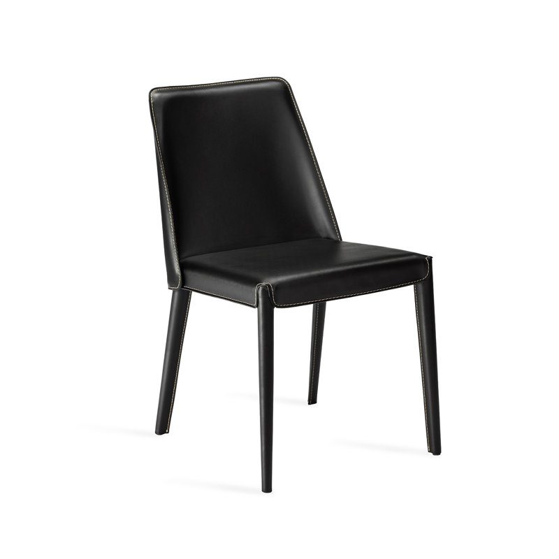 Malin Leather Dining Chair, Black Night