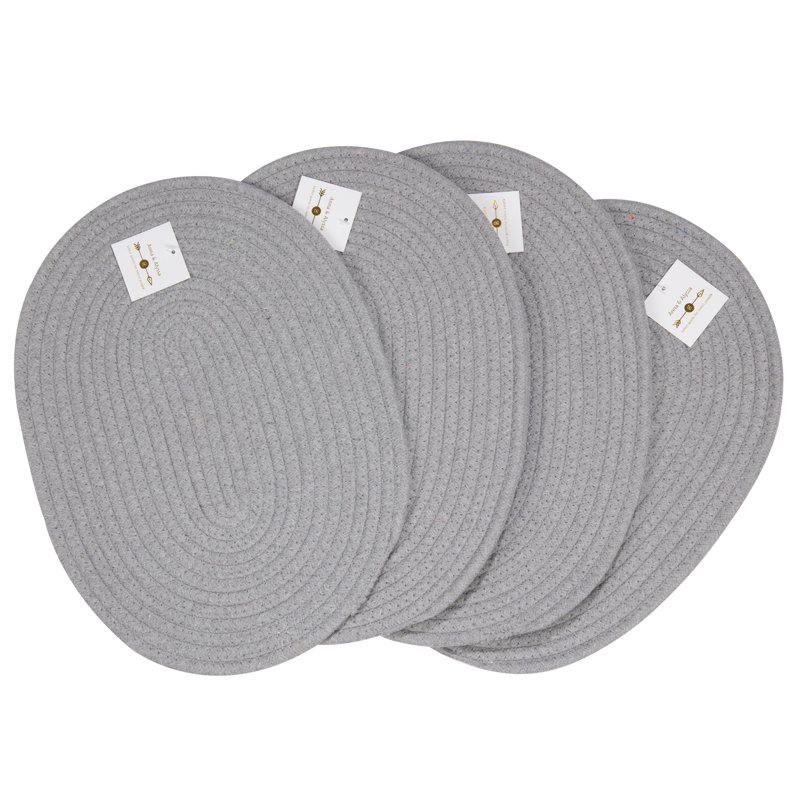 Napperons ovales en coton, Gris clair