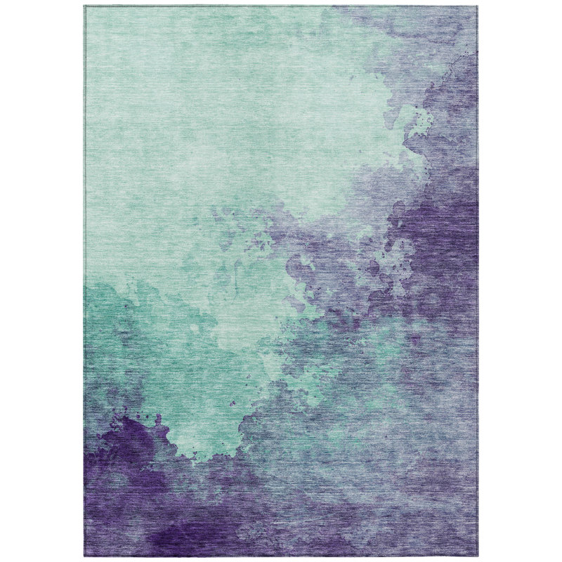 Tapis intérieur lavable abstrait bleu 5 pi x 8 pi
