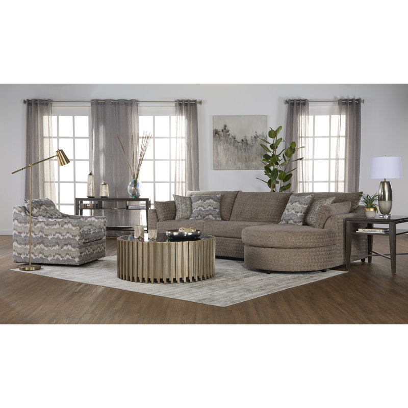 13900Sec Sofa & Chaise Sectional, Plunge Toffee Polyester, Kori Willow