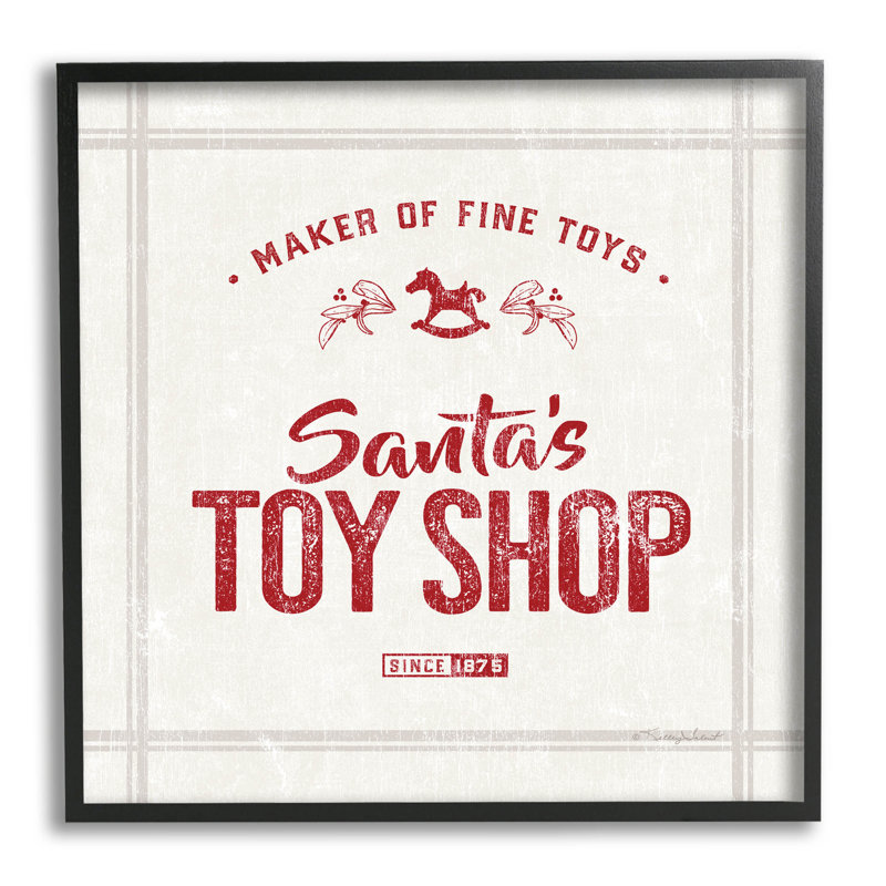 Père Noël, magasin de jouets rétro AT-205, Giclée encadrée noir minuit, H 12 po x l 12 po x P 1,5 po