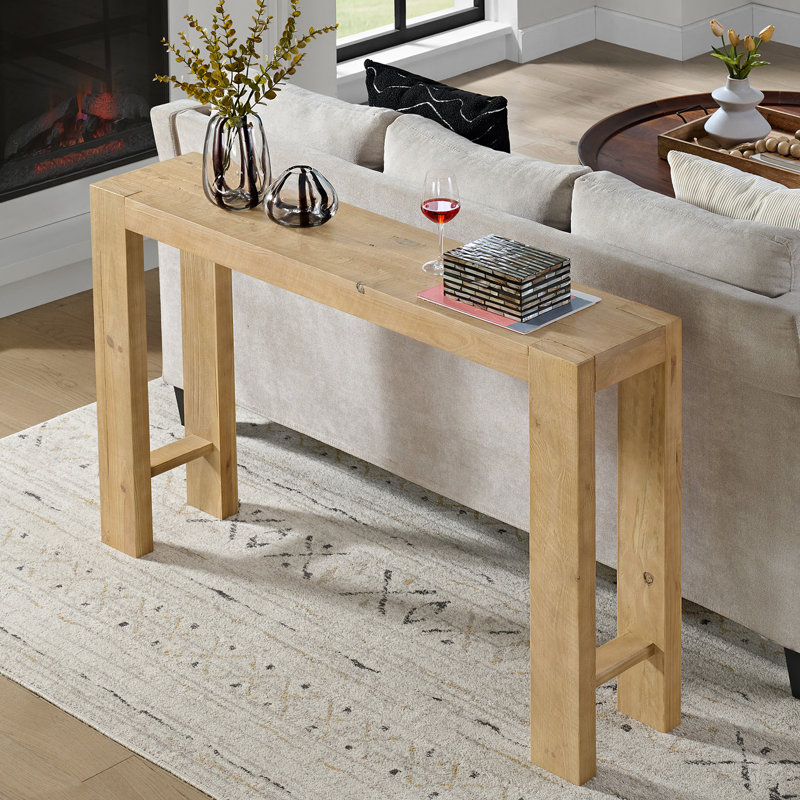 Solid Wood 56" Console Table, Light Oak, Light Oak, 32" H x 56" W x 12" D