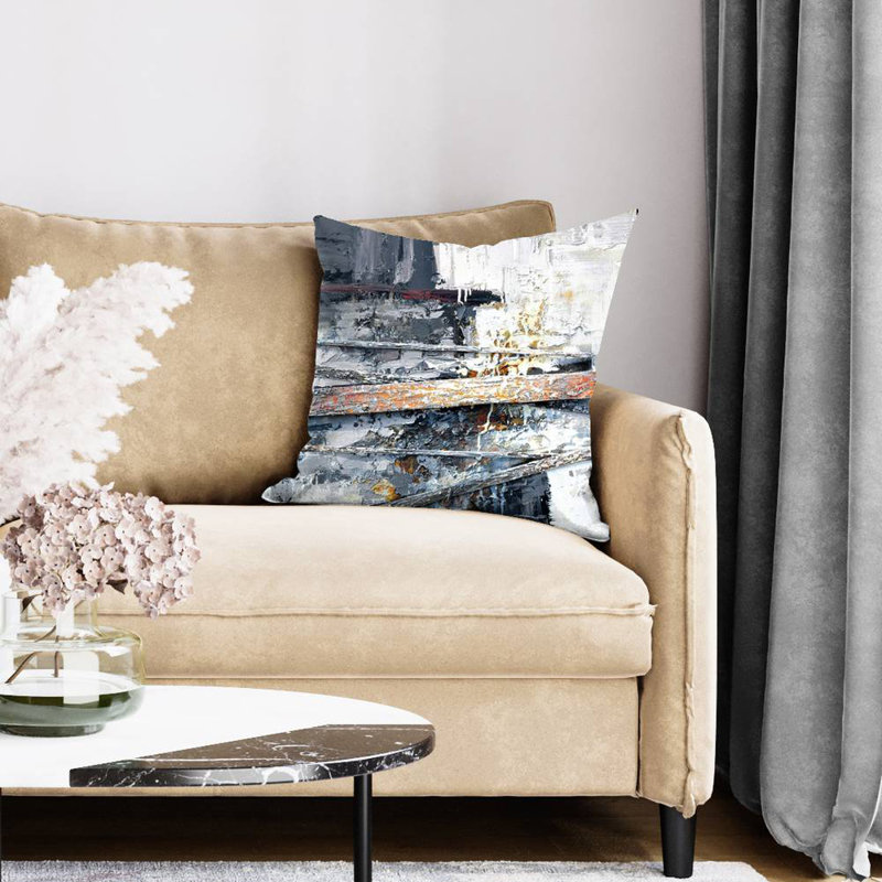 Texturized paint splashing stripes - 20"x20" Throw pillow cover - Poly twill - Print on demand