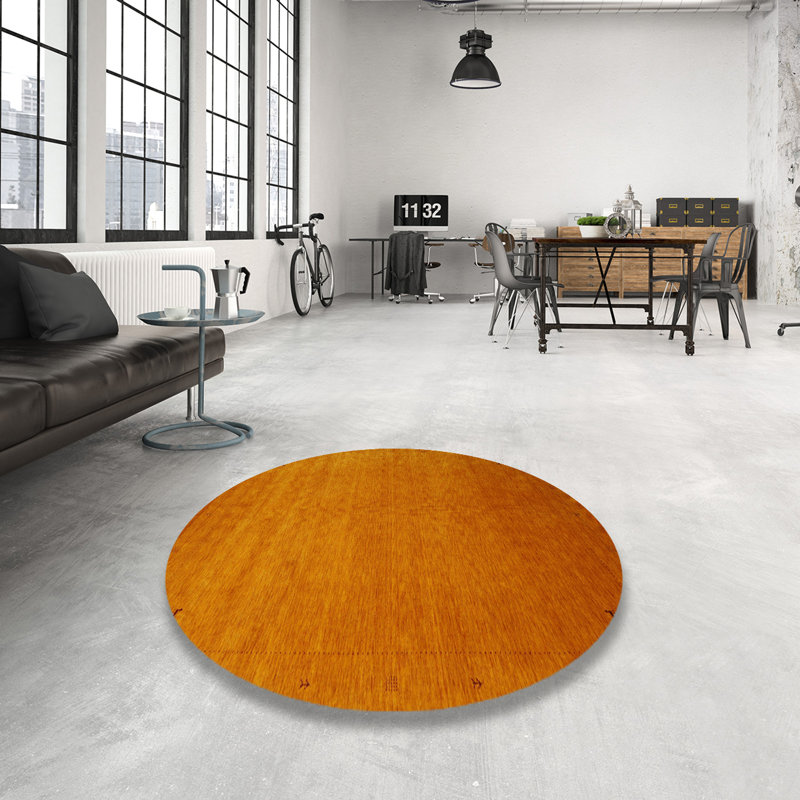 Tapis contemporain orange, Rond 6 pi x 6 pi