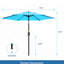 Parasol d'extérieur bleu 7,5 pieds avec inclinaison et évent 45 pieds, idéal pour les réunions de famille