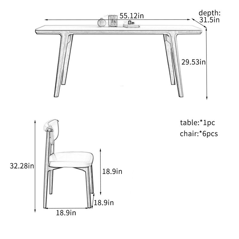 Durable Dining Table Sets with Stylish Design., 29.53"H x 55.12"L x 31.5"W