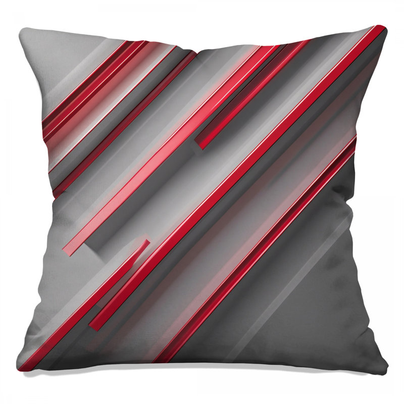 Coussins décoratifs Red Gray Lines, 20 x 20 pouces