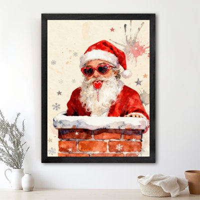Père Noël noir encadré noir avec tendres impressions ludiques